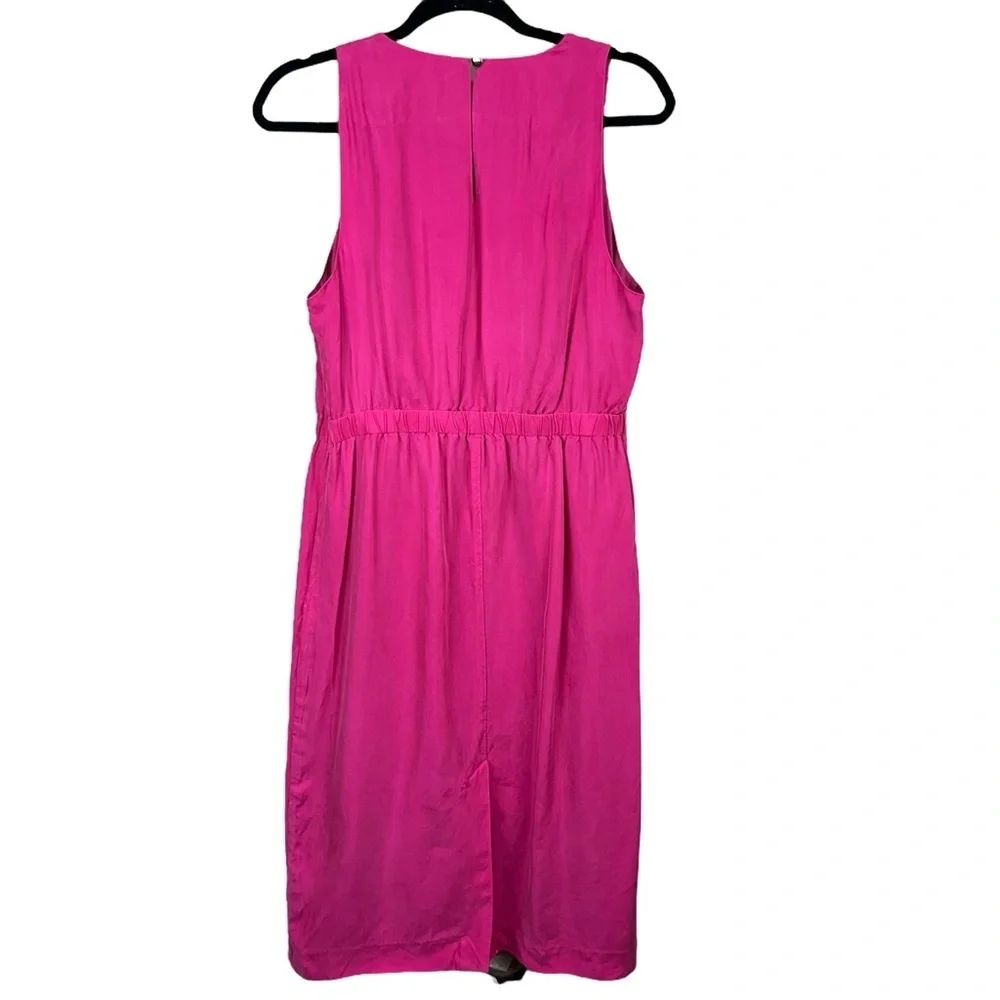 J. Crew Cinched Waist Cupro Midi Dress Festival Pink Size M